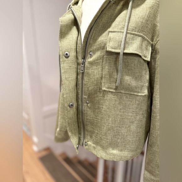 NWOT Anthropologie Avec Les Filles Tweed Cropped Hooded Jacket • Artichoke • M - Picture 7 of 12